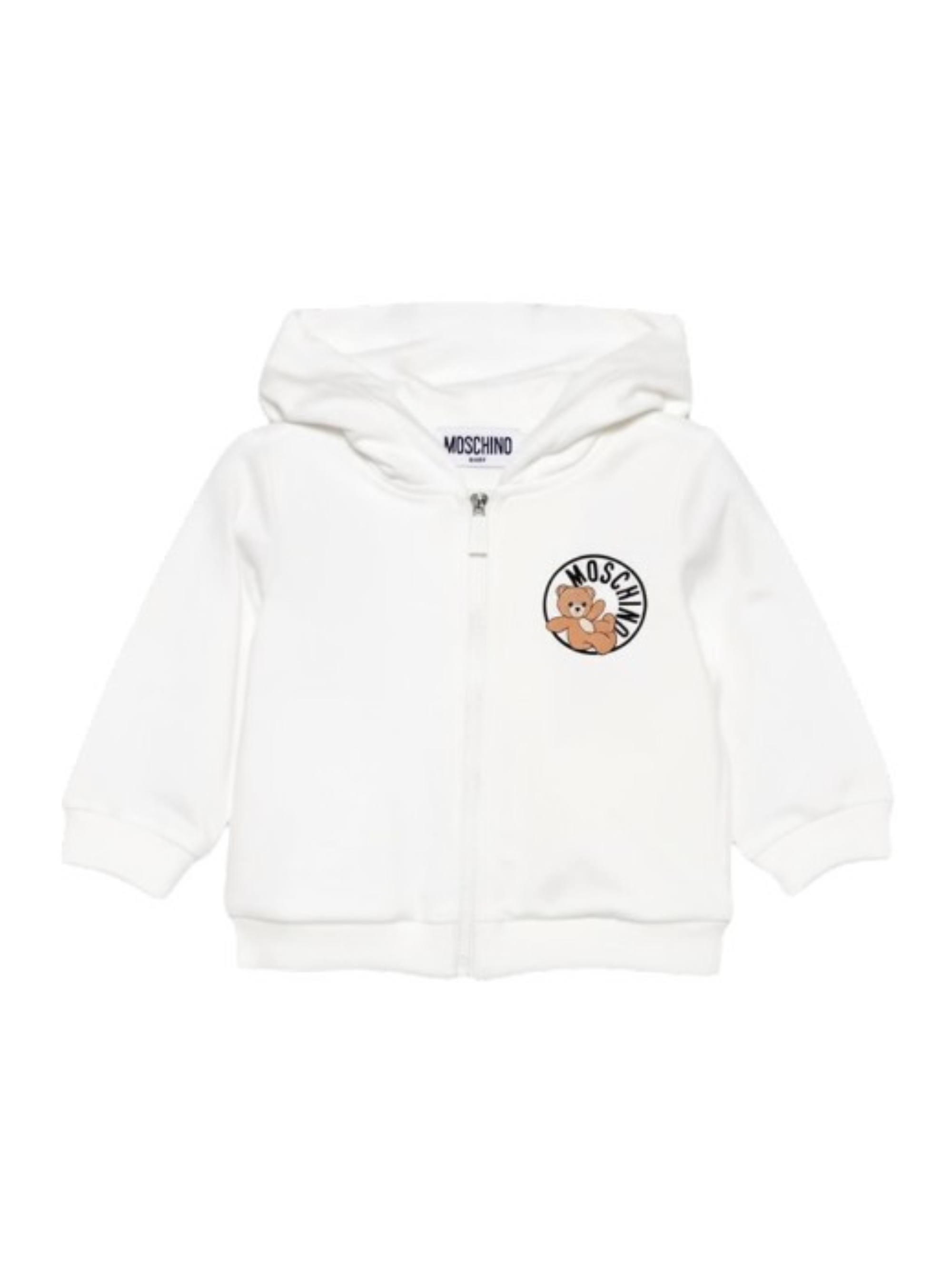 Felpa per neonati Moschino Kids bianca con stampa orsetto sul davanti MUF06ALCA19 10063 MOSCHINO KIDS