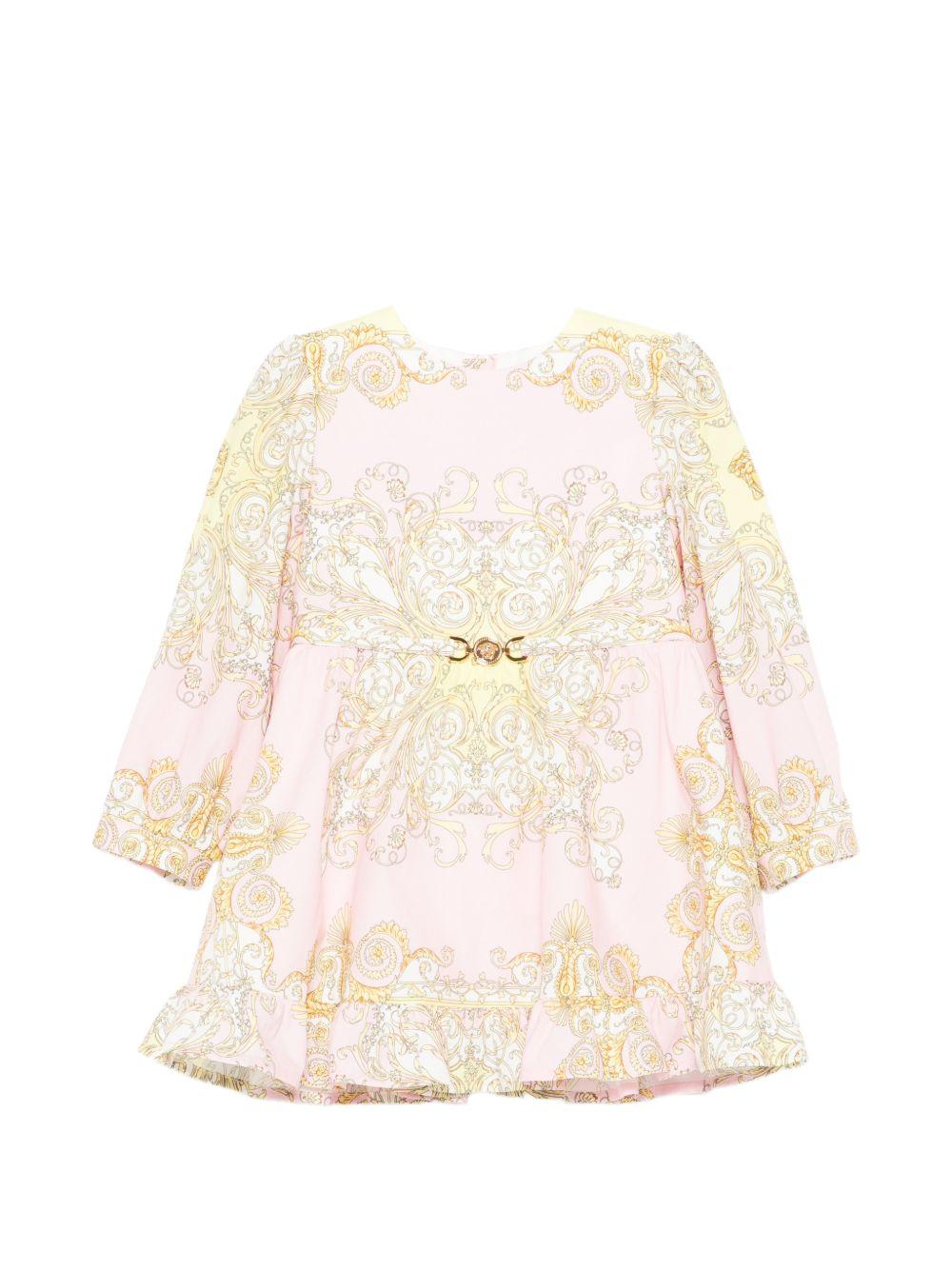 Abito per neonata Versace Kids rosa con dettaglio fibbia dorata 10195311A17232 5Y590 VERSACE KIDS
