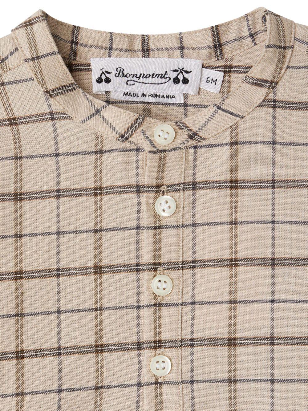 Polo per neonato Bonpoint beige con abbottonatura e motivo a quadri W05YSHW00006 365 BONPOINT