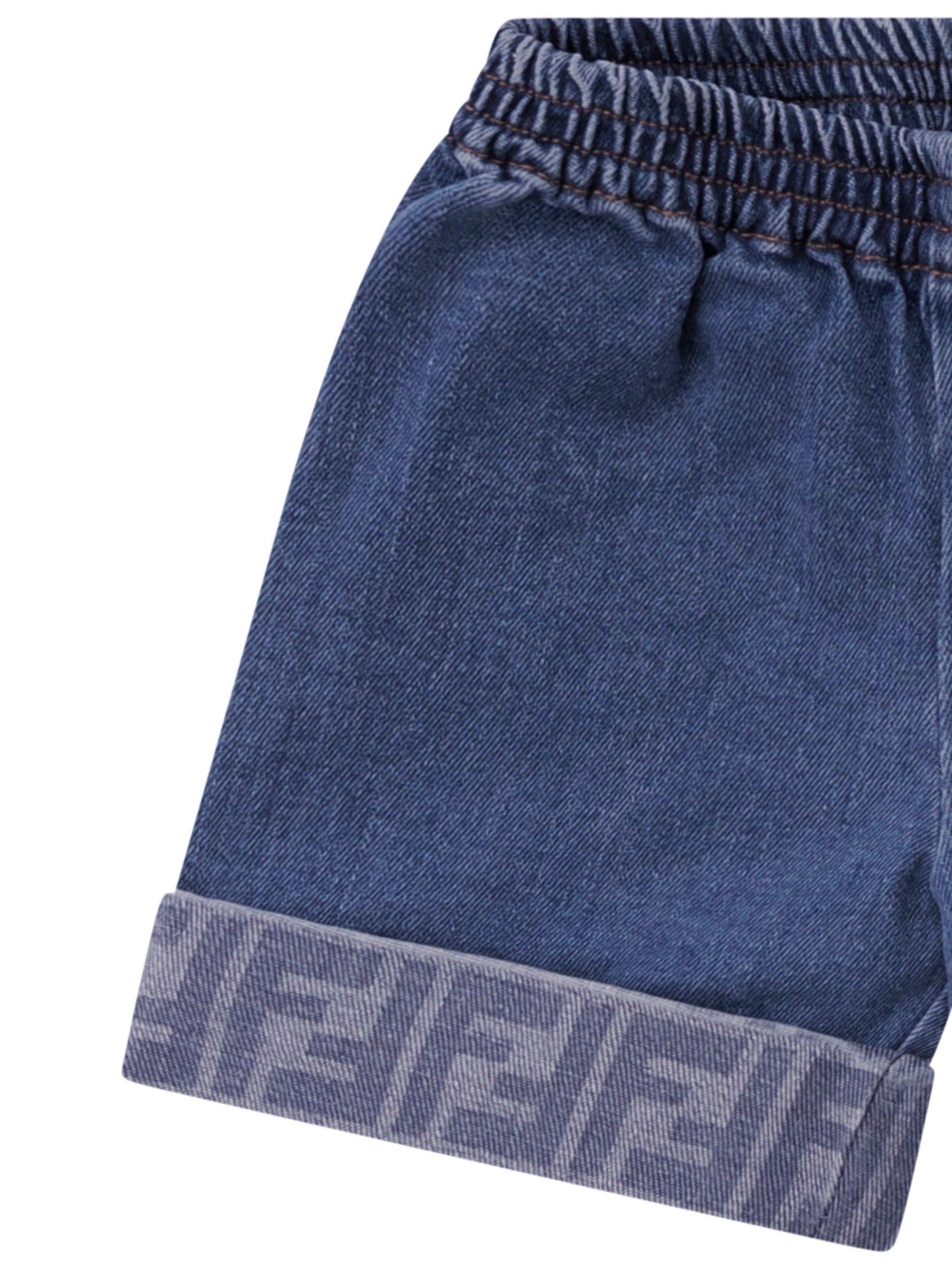 Shorts per neonata Fendi Kids denim con dettaglio logo FF BUF265 AVVU F0QG0 FENDI KIDS