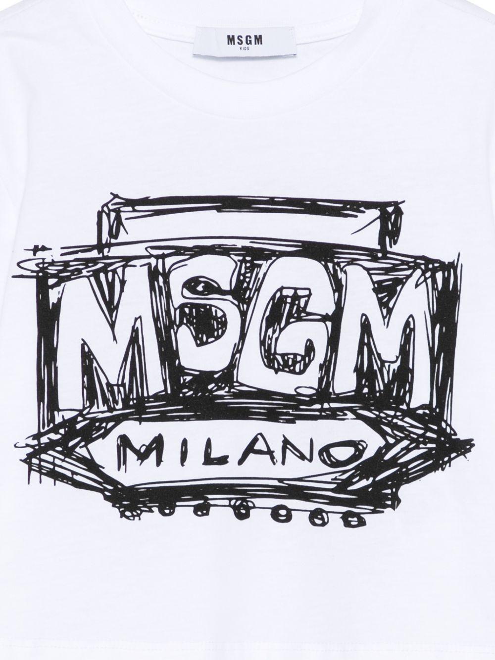 T-shirt per bambina MSGM Kids bianca con stampa logo sul davanti S6MSJGTH128 001 MSGM KIDS