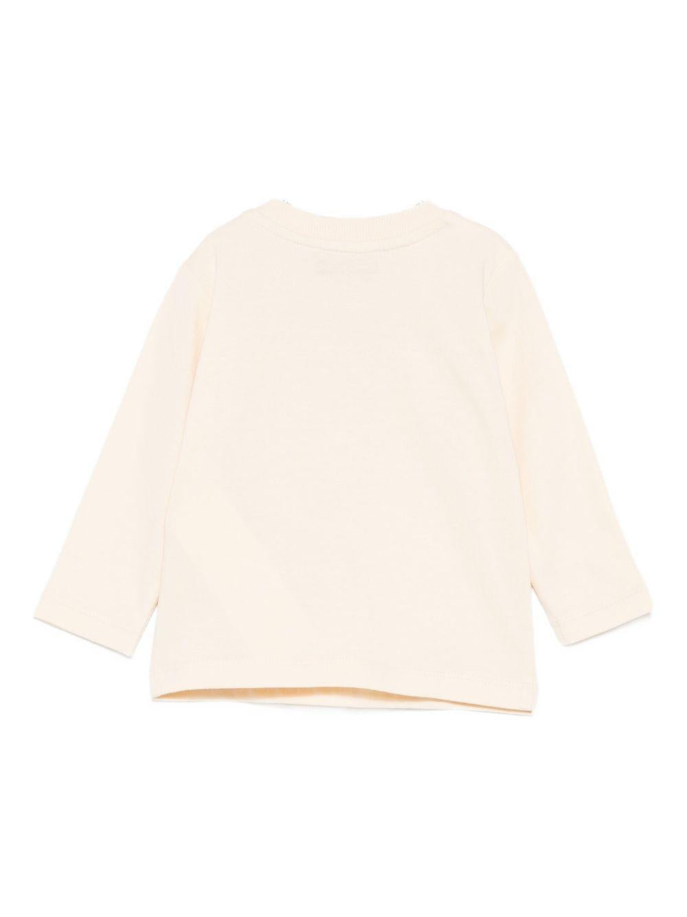 T-shirt per neonati Moschino Kids beige con motivo Teddy Bear ricamato M9O00RLAA10 20404 MOSCHINO KIDS