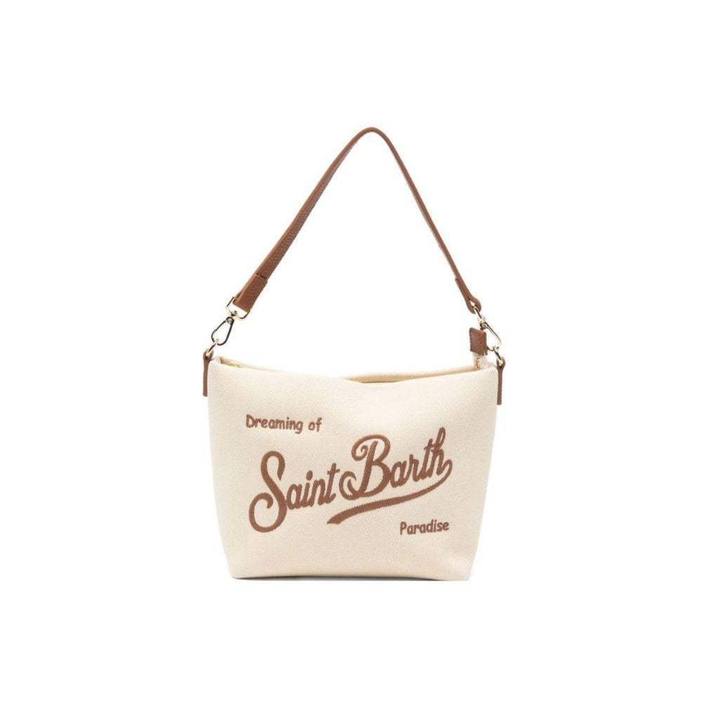 Clutch bag Aline MC2 Saint Barth beige con logo ricamato sul davanti ALI0034 01517L MC2 ST. BARTH KIDS