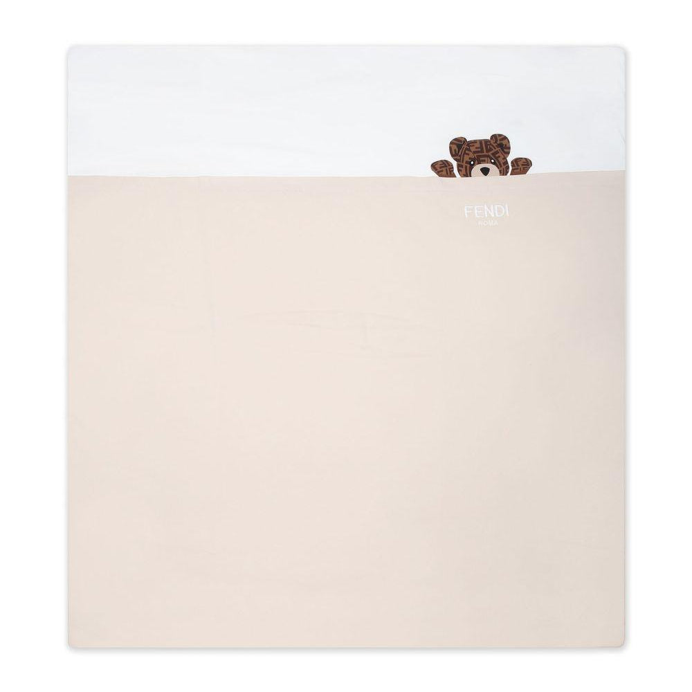 Coperta per neonati Fendi Kids beige con stampa con orsetto BUJ282 ST8 F19J5 FENDI KIDS