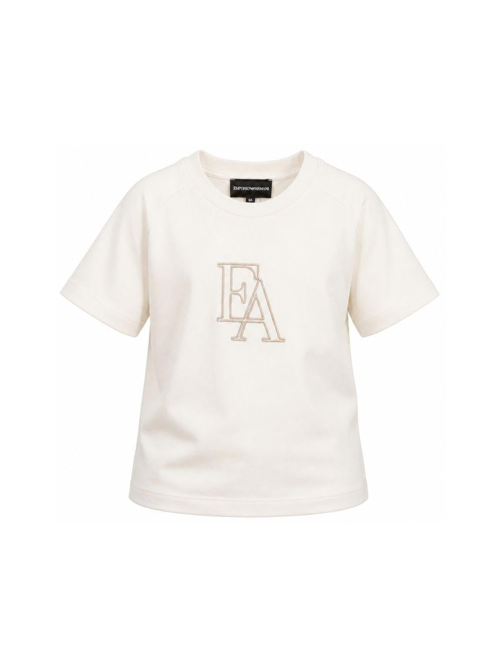 T-shirt per bambino Emporio Armani Kids bianca con lettere logo EB001367 AF26009 U1009 EMPORIO ARMANI KIDS