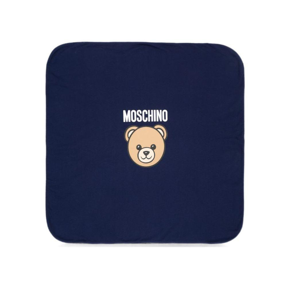 Coperta per neonati Moschino Kids blu con dettaglio Teddy Bear MUB00OLCA40 40016 MOSCHINO KIDS