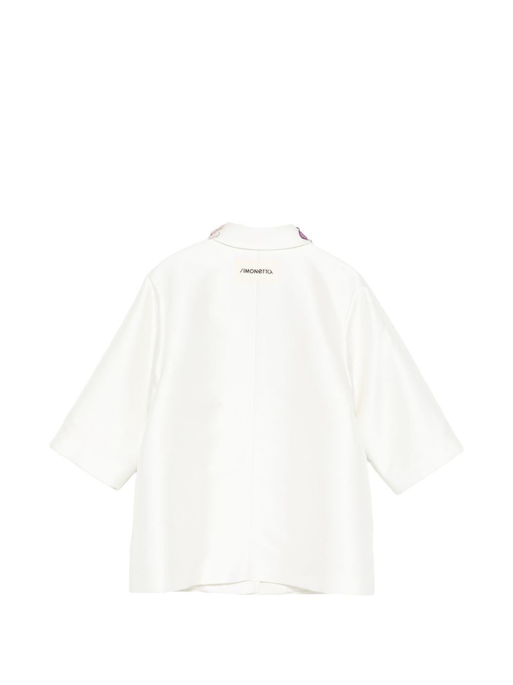 Cappotto per bambina Simonetta bianco sporco con appplicazioni floreali SY2A17 S0251 102MC SIMONETTA KIDS