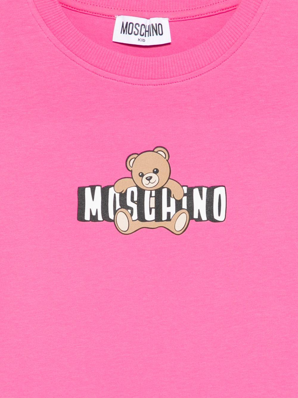 T-shirt per bambina Moschino Kids fucsia con stampa Teddy Bear HDM072LBA00 50533 MOSCHINO KIDS