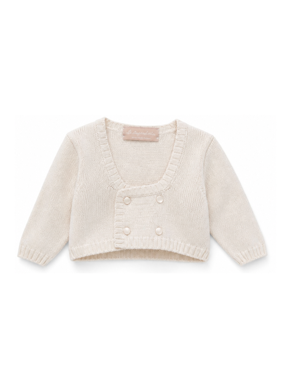 Cardigan per neonata La Stupenderia beige con scollo quadrato 2SCSC51 805 S63 LA STUPENDERIA KIDS