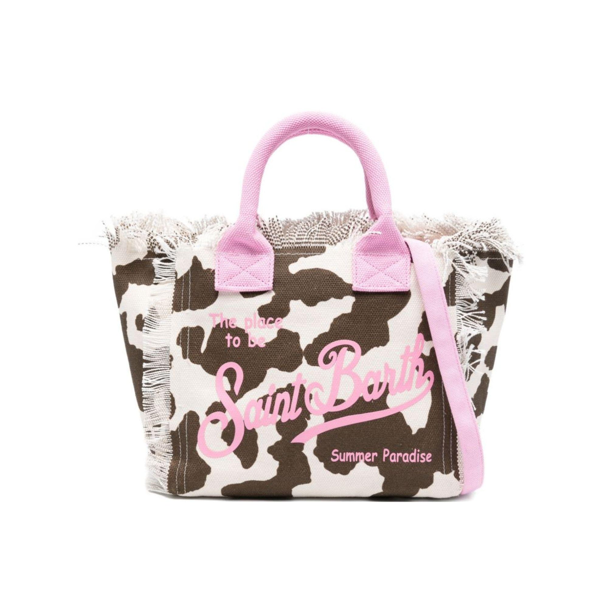 Borsa tote Colette MC2 Saint Barth animalier con manici rosa COL0001 00327L MC2 ST. BARTH KIDS