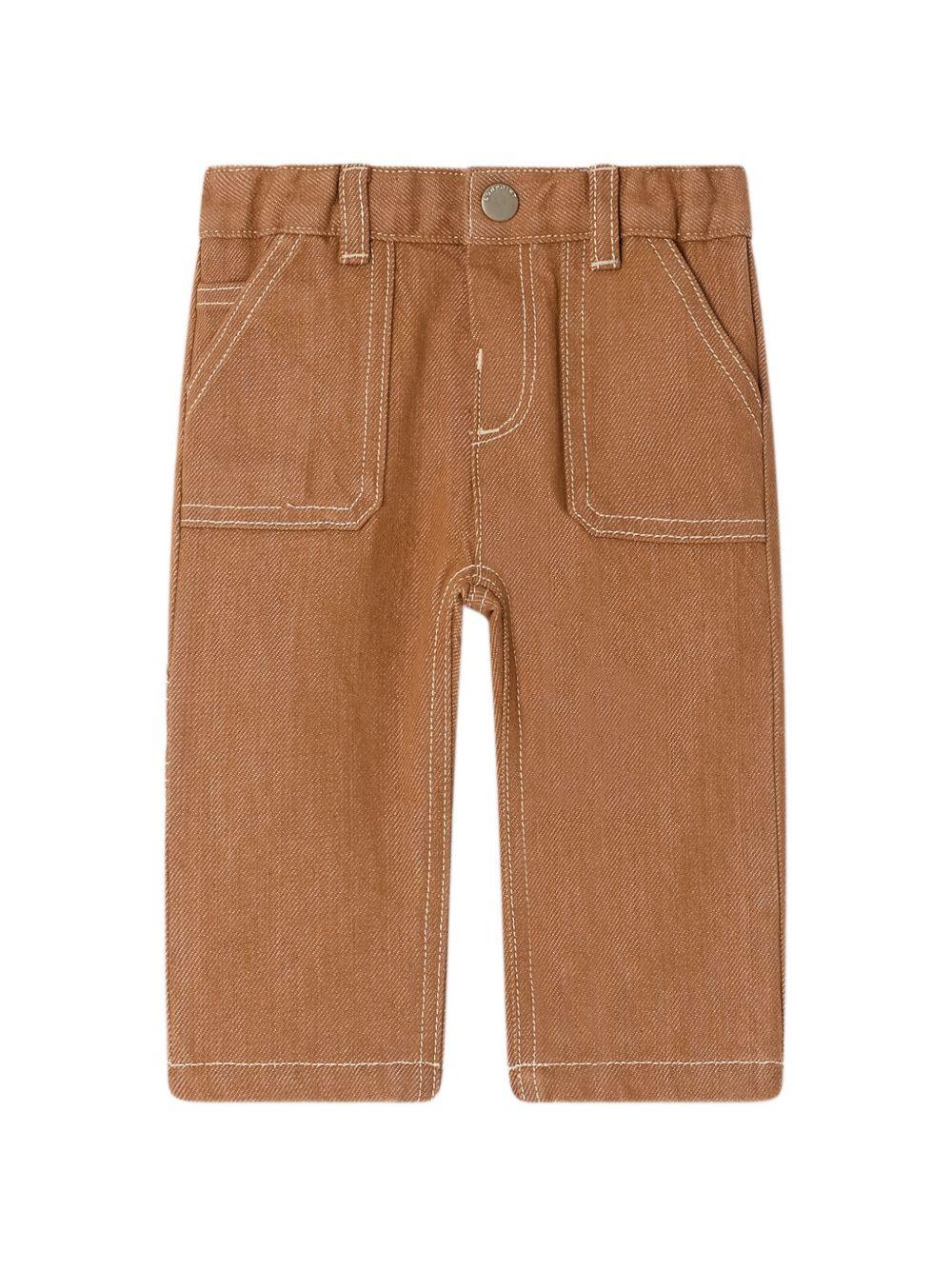 Pantaloni Gaspar per neonato Bonpoint marroni con tappa con logo S06YPAW00002 068A BONPOINT KIDS