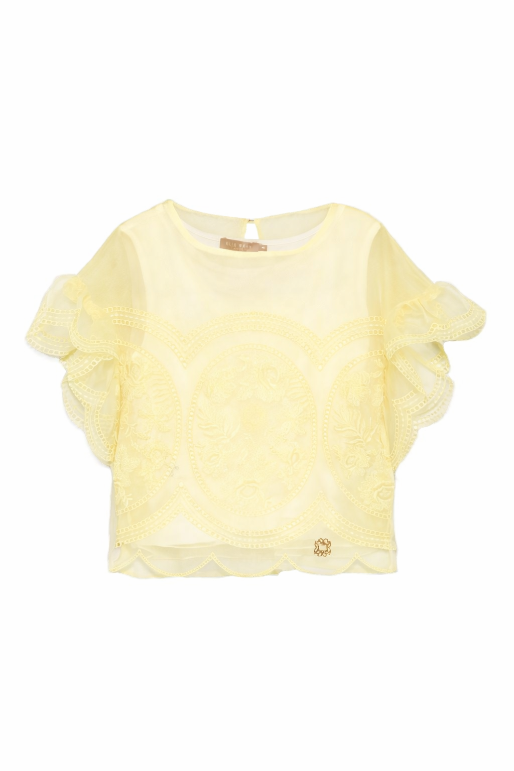 T-shirt per bambina Elie Saab Junior gialla con dettagli ricamati EFTP028TS1110 YEL ElIE SAAB KIDS
