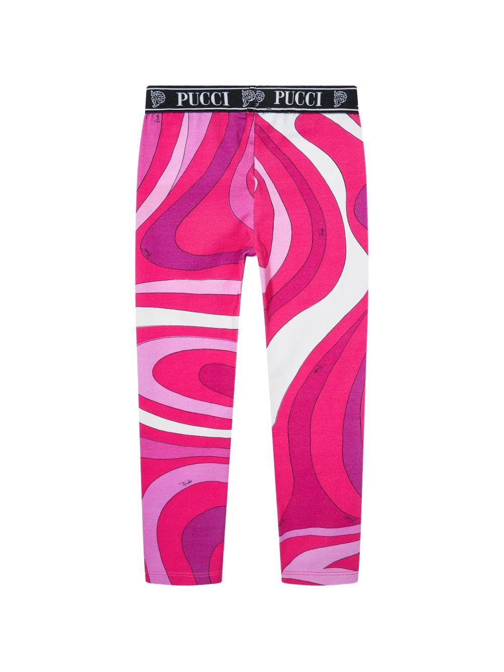 Leggings per bambina Emilio Pucci Junior fucsia con stampa astratta PY6B61 Z3687 570BC EMILIO PUCCI KIDS