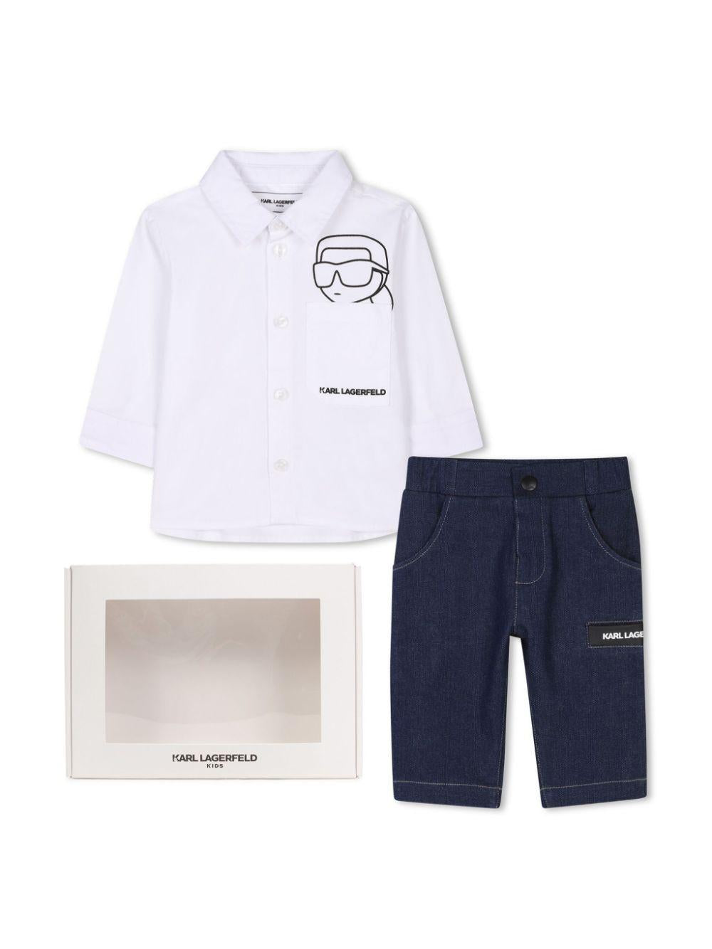 Set con pantaloni per neonato Karl Lagerfeld Kids bianco con motivo Ikonik Karl Z30505 N48 KARL LAGERFELD KIDS
