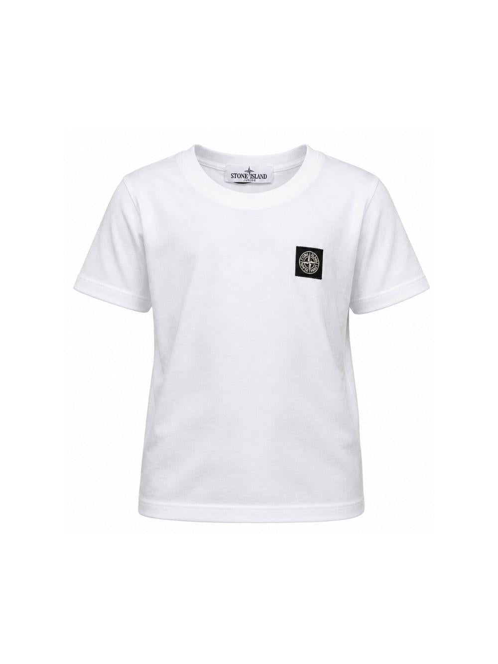 T- shirt per bambino Stone Island Kids bianca a girocollo L2S162100003S0047 V0001 STONE ISLAND KIDS