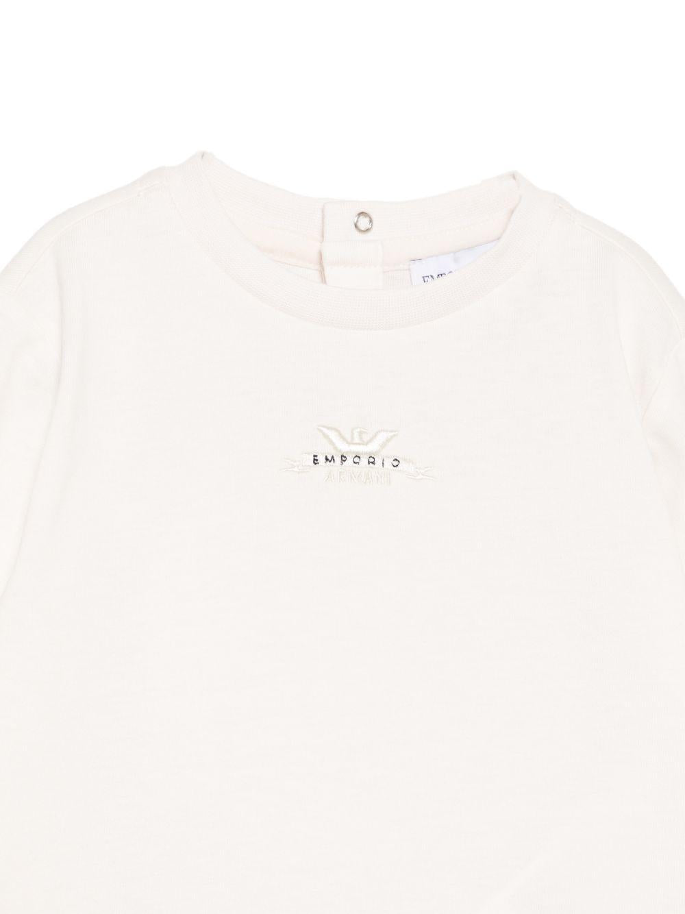 T-shirt per neonato Emporio Armani Kids bianca con patch logo EB001640 AF26009 U1009 EMPORIO ARMANI KIDS