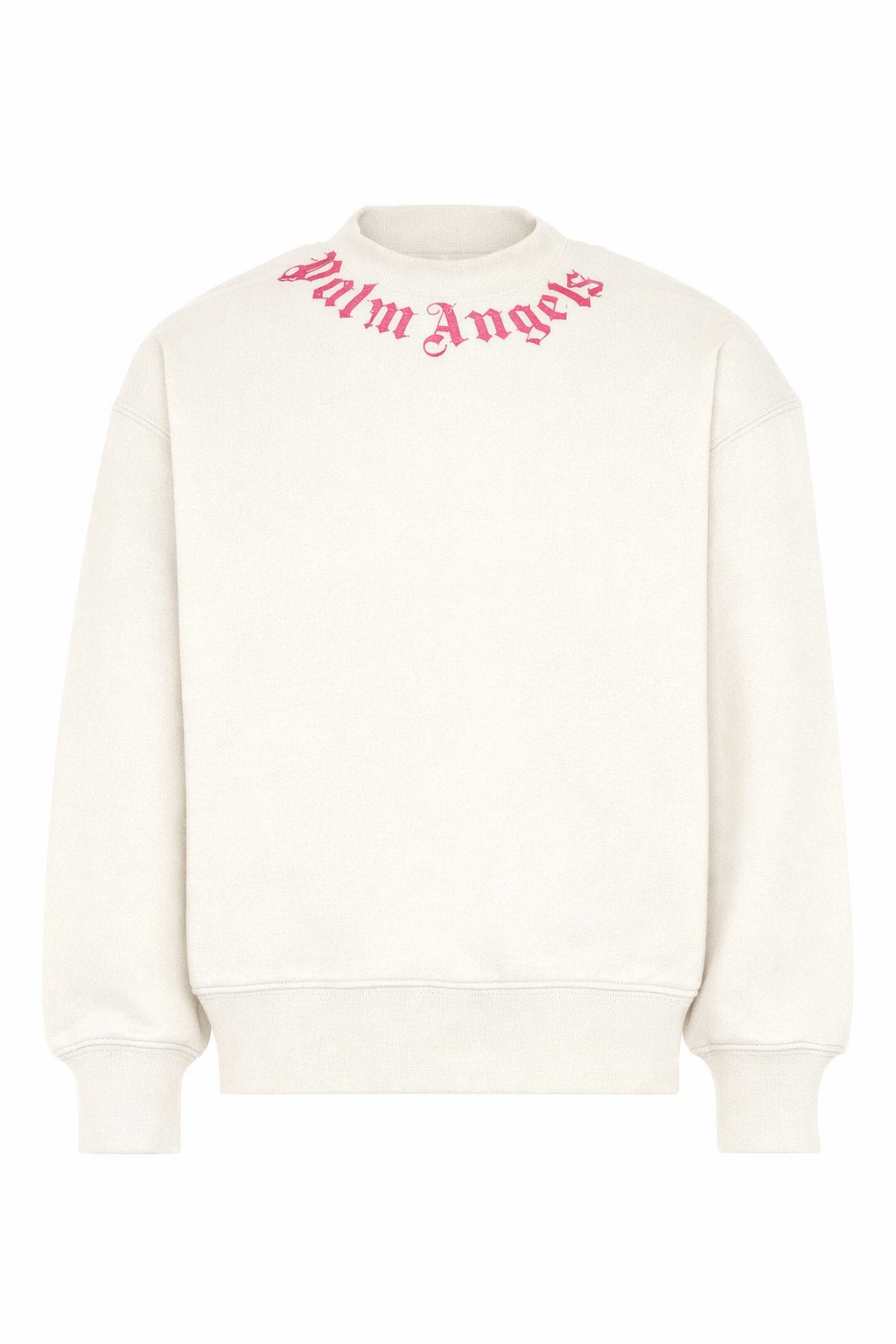 Felpa per bambina Palm Angels Kids bianca con logo fucsia sul davanti PGBA013S26FLE004 002 PALM ANGELS KIDS