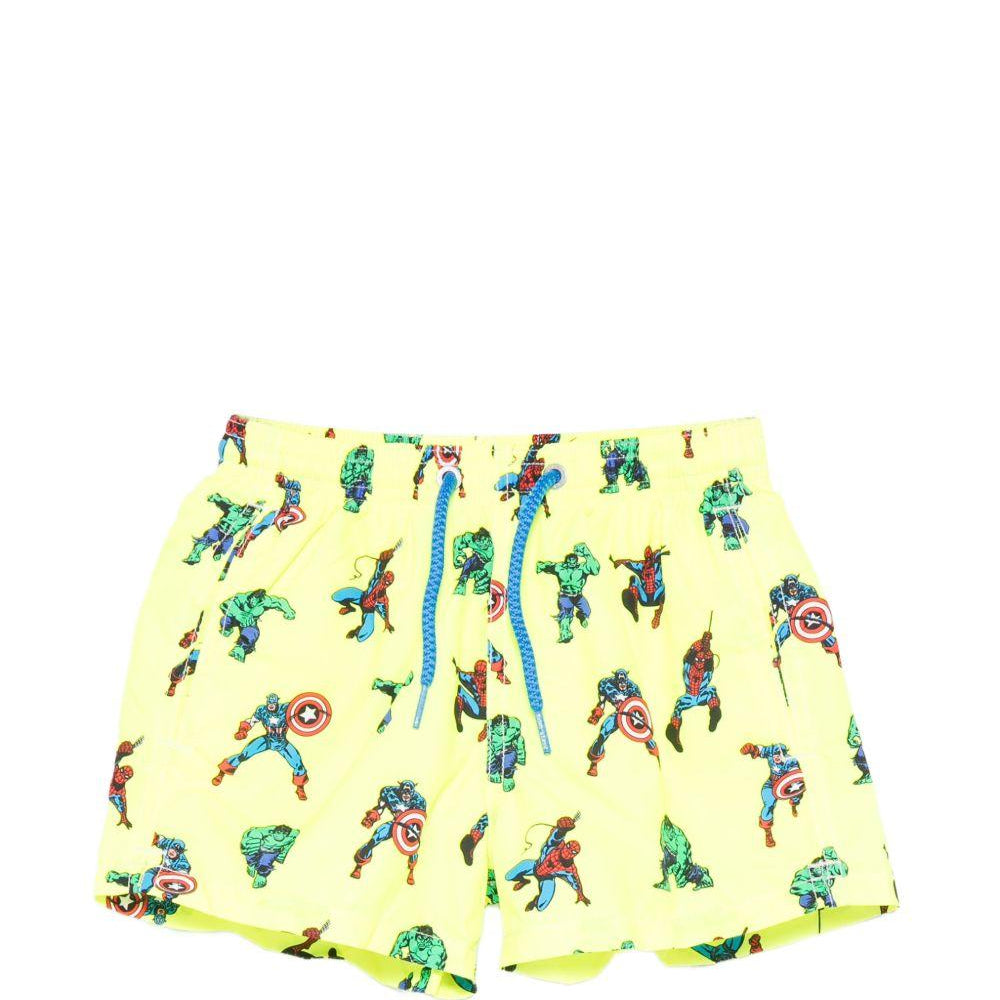 Costume per bambino MC2 Saint Barth Kids x Marvel verde con stampa grafica supereroi JEA0004 01639L MC2 ST. BARTH KIDS