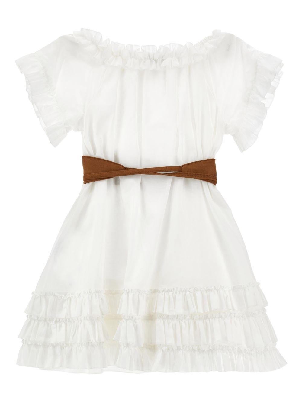 Abito per bambina Monnalisa bianco con rifinitura a ruches 41G909 7105 0001 MONNALISA KIDS