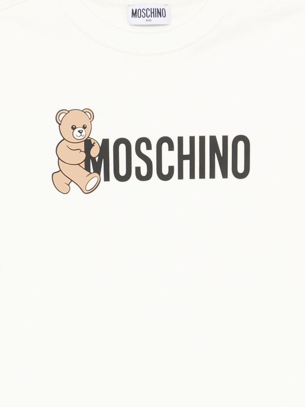 Abito per bambina Moschino Kids bianco con stampa Teddy Bear HDV0GYLCA83 10063 MOSCHINO KIDS