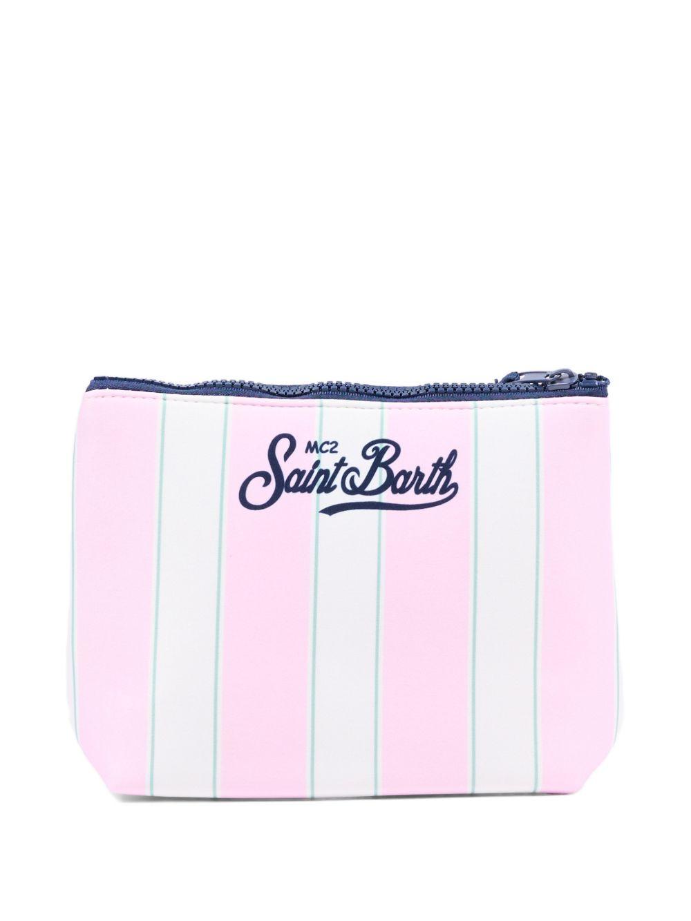 Pochette Aline MC2 Saint Barth bianca e rosa con designa righe ALIN001 00760L MC2 ST. BARTH