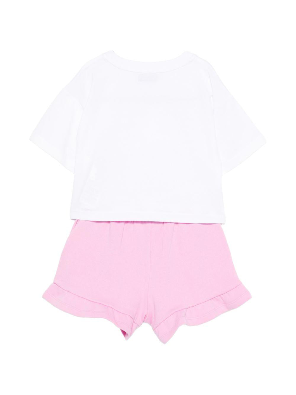 Set t-shirt e shorts per bambina Moschino Kids multicolore con stampa Teddy Bear HDG01NLCA52 84298 MOSCHINO KIDS