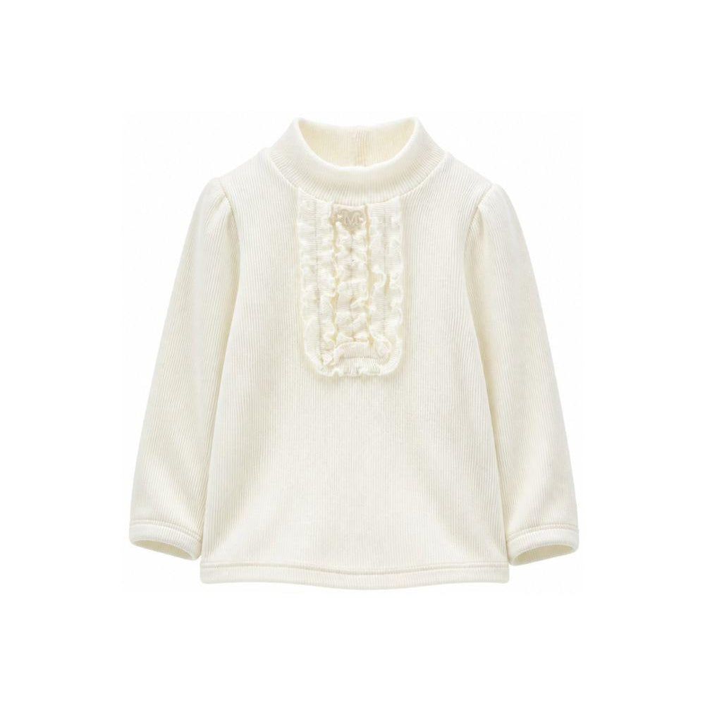 Maglione per neonata Monnalisa Kids beige con pettorina con ruches 37H617 8212 0001 MONNALISA KIDS