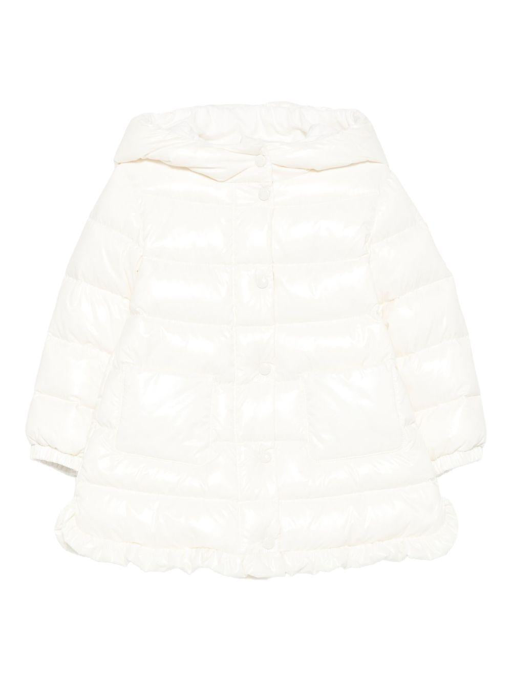 Parka per neonata Moncler Enfant bianco con ruches K29511C00003597Z8 034 MONCLER ENFANT