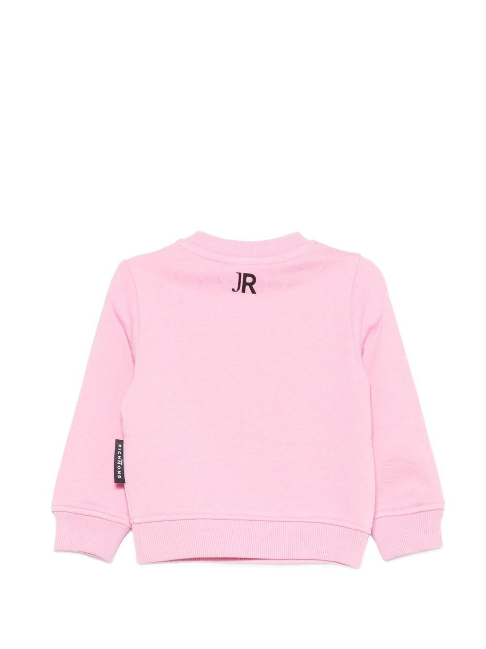 Felpa per neonata John Richmond Kids rosa con dettaglio logo sul davanti RIA26023FE PINK BEGONIA JOHN RICHMOND KIDS