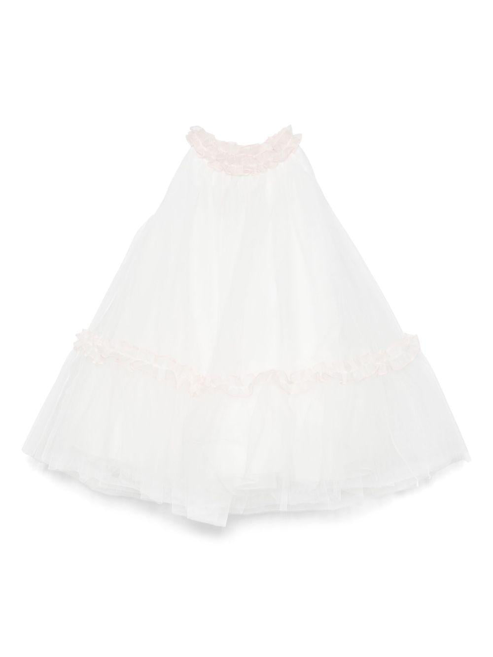 Abito per neonata La Stupenderia Giulietta bianco con inserto in tulle CBAB66 U26 LA STUPENDERIA
