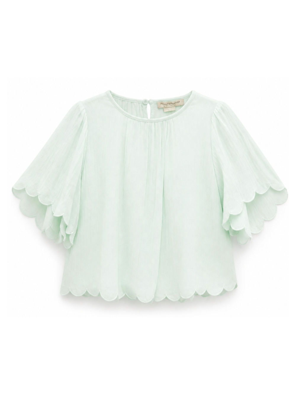 Blusa per bambina Stella McCartney Kids verde con orlo smerlato TY5A91 Z3556 772 STELLA McCARTNEY KIDS