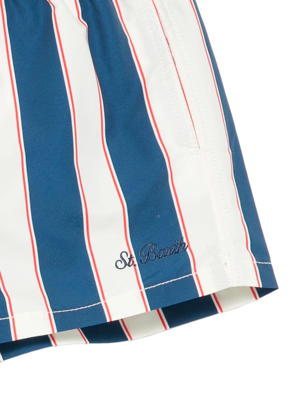 Costume da bagno Syros Jr. per bambino MC2 Saint Barth Kids bianco e blu con motivo a righe SYR0002 04058L MC2 ST. BARTH KIDS