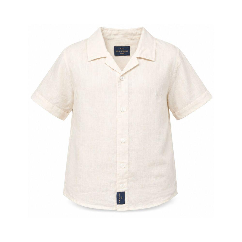 Camicia per bambino Paul & Shark Kids beige a maniche corte WUC002LUC01 20170 PAUL & SHARK KIDS