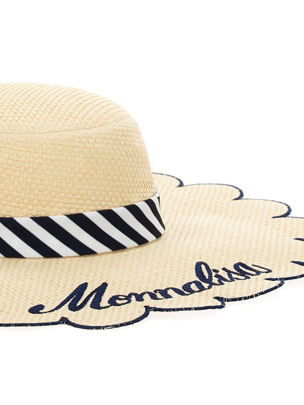 Cappello estivo per bambina Monnalisa beige a righe 19G016 7075 0356 MONNALISA
