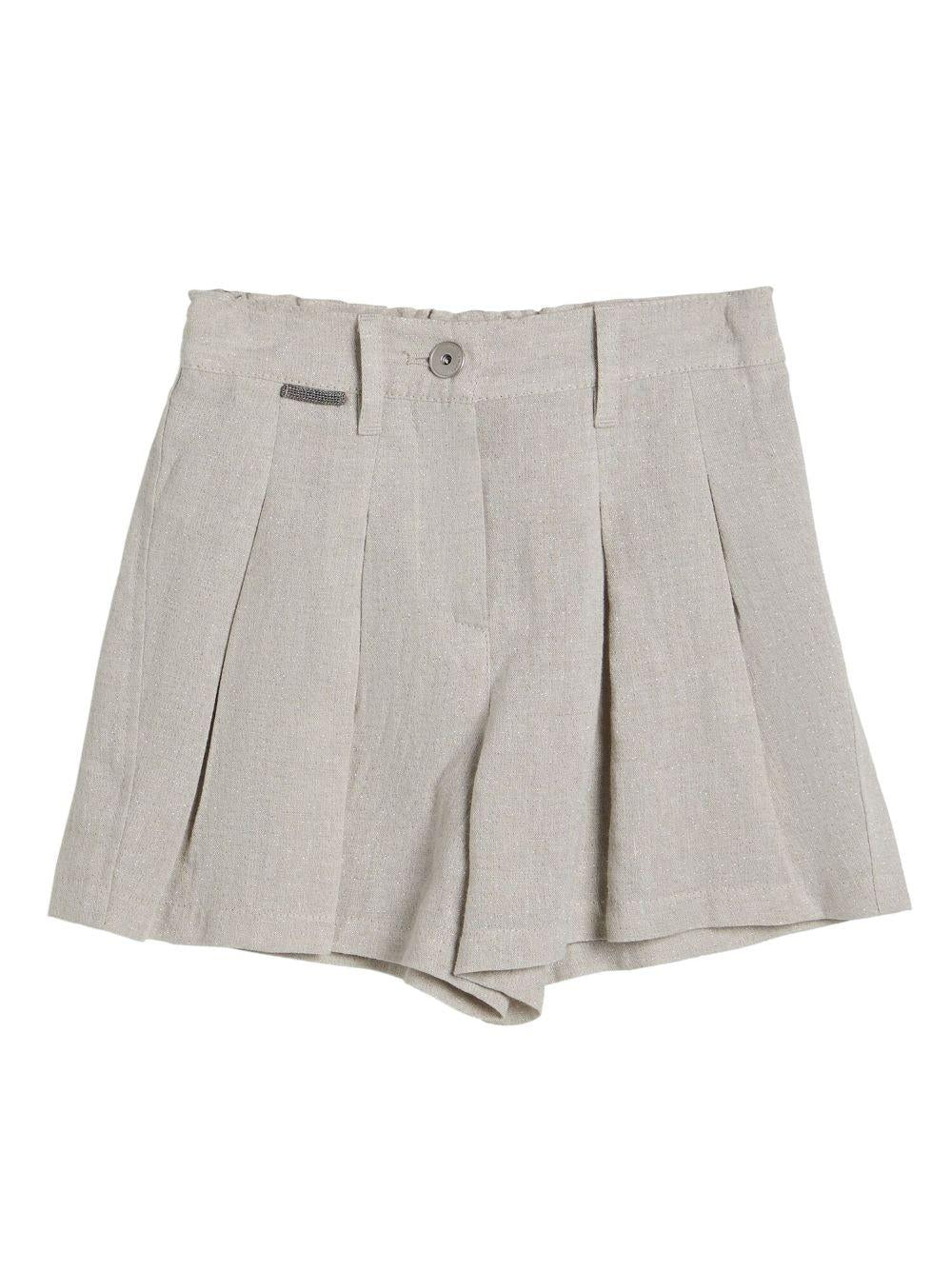 Shorts in tela per bambina Brunello Cucinelli Kids grigio con glitter BH547S285 C169 BRUNELLO CUCINELLI KIDS