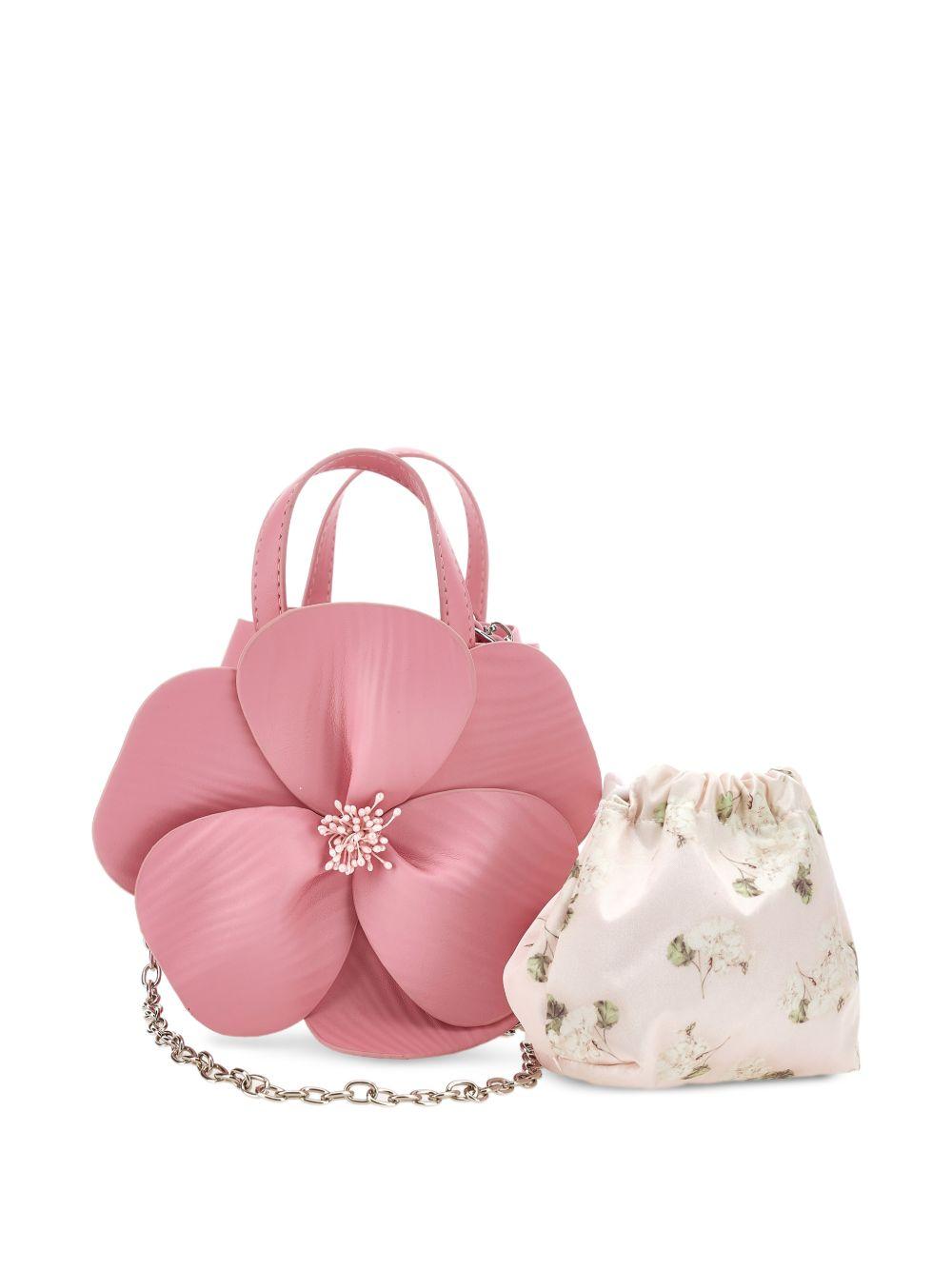 Borsa a mano per bambina Monnalisa rosa con applicazione fiore 79G003 7068 0091 MONNALISA KIDS