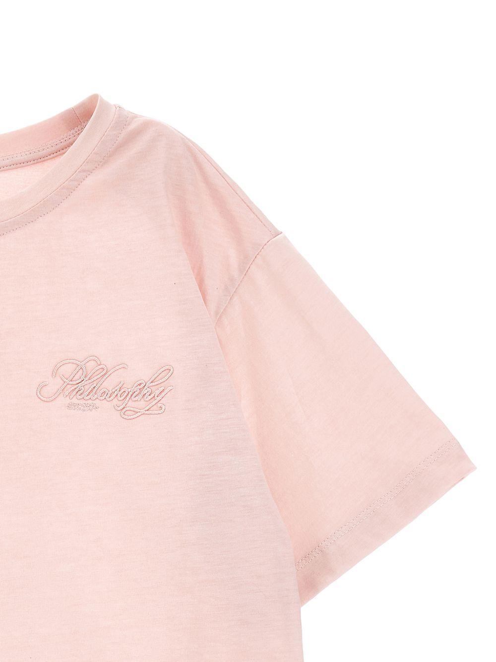 T-shirt per bambina Philosophy di Lorenzo Serafini Kids rosa con logo ricamato sul davanti I1G609 7206 0094 PHILOSOPHY KIDS