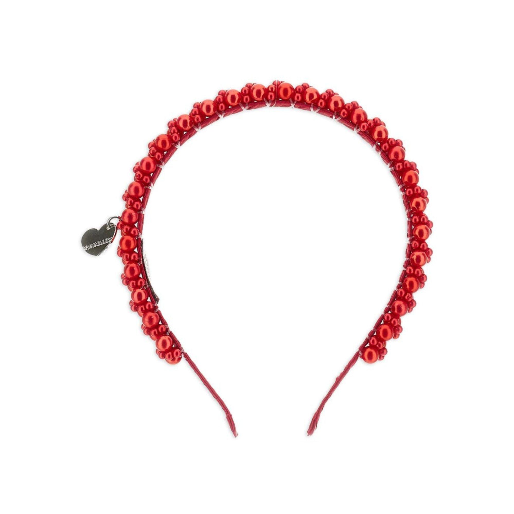 Cerchietto per bambina Monnalisa rosso con decorazione di perle 17G006 7759 0044 MONNALISA KIDS