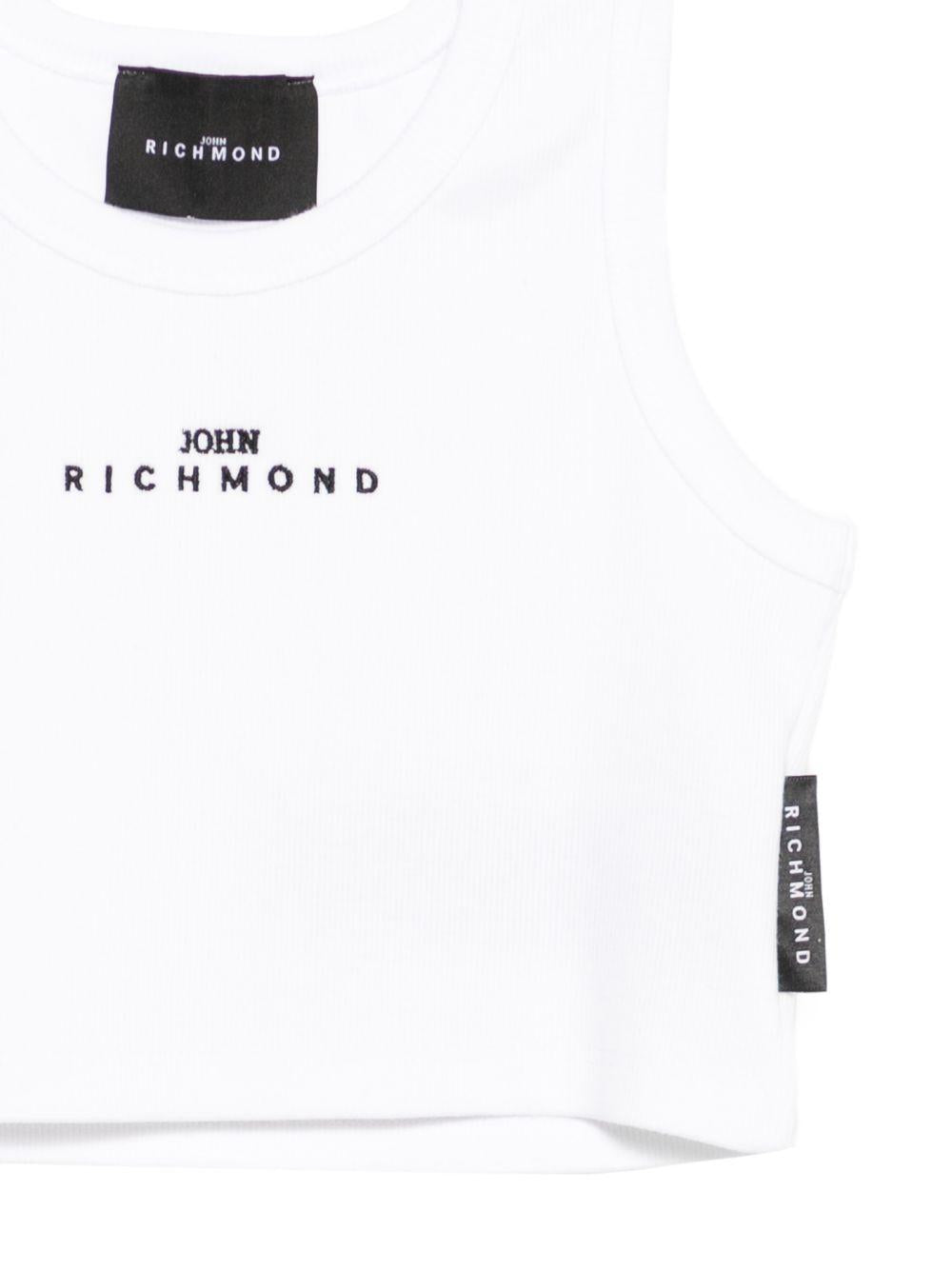 Top per bambina John Richmond Junior bianca con logo ricamato RGP26172CN WHITE JOHN RICHMOND JUNIOR