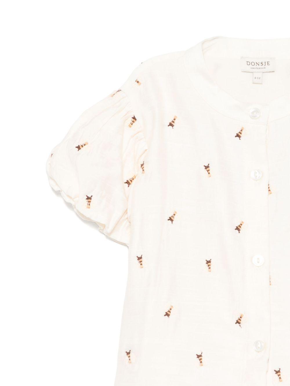 Camicia per bambina Donsje Ezrah beige con ricamo all-over 4095402 00003 DONSJE