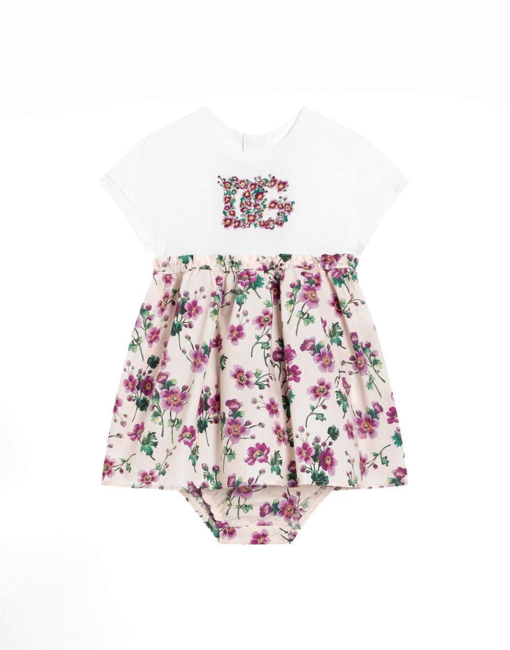 Abito per neonata Dolce & Gabbana Kids multicolore con stampa a fiori L2JD9H G7PHW S9000 DOLCE & GABBANA KIDS