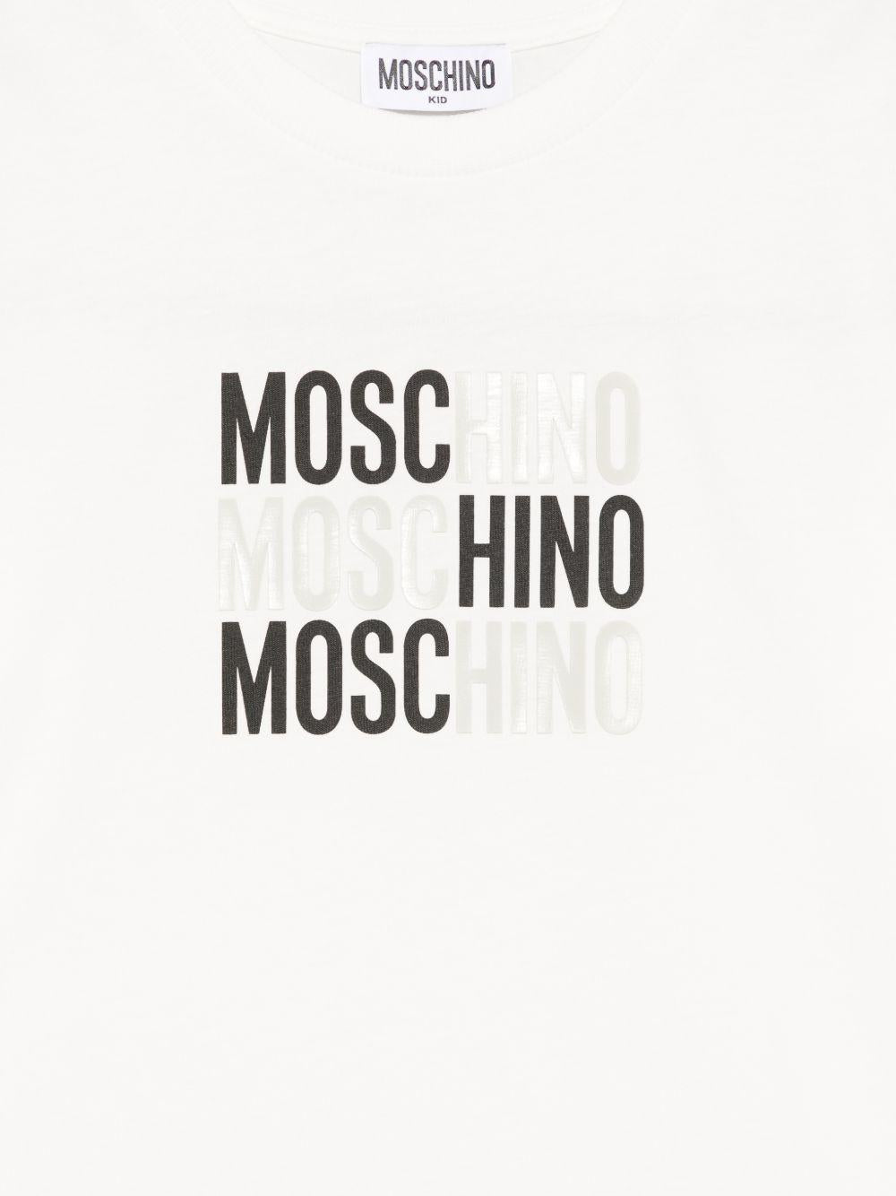 T-shirt da bambino Moschino Kids bianca con stampa logo H5M05GLAA23 10063 MOSCHINO KIDS
