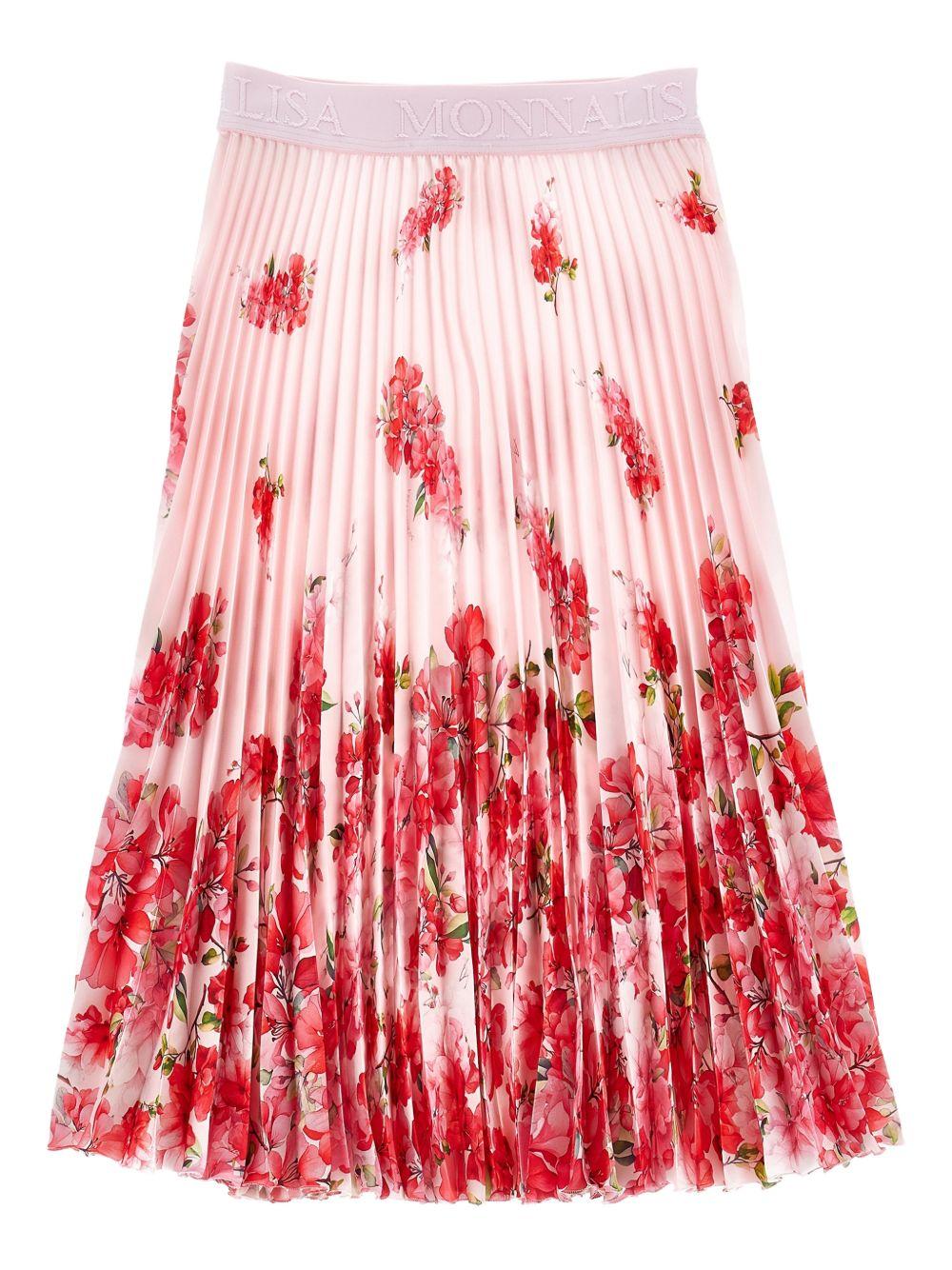 Gonna per bambina Monnalisa rosa con stampa a fiori 71G705 7788 8444 MONNALISA KIDS