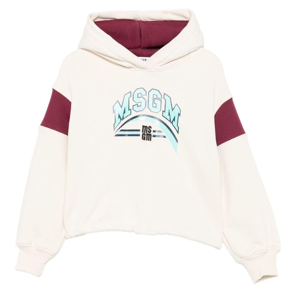 Felpa per bambina MSGM Kids bianca con cappuccio color block F5MSJGHS122 013 MSGM KIDS
