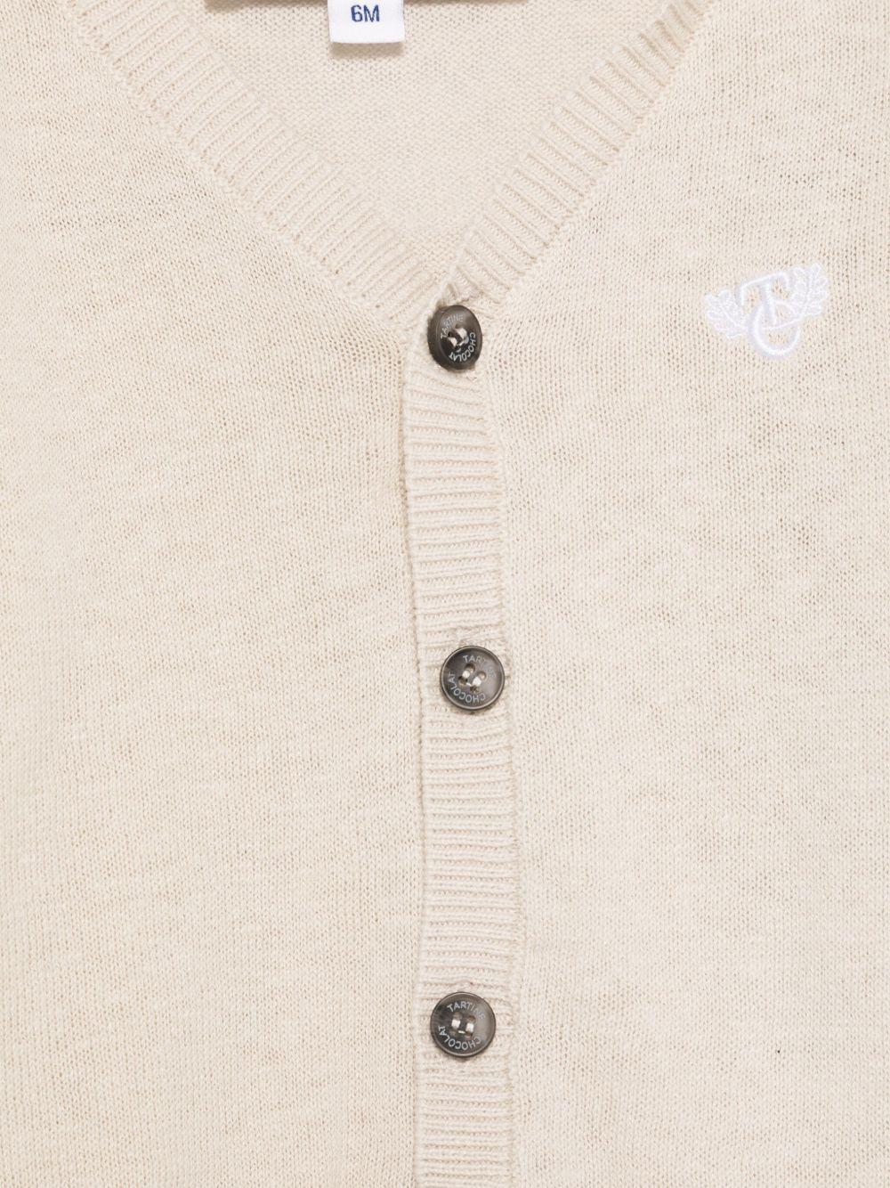 Cardigan per neonato Tartine Et Chocolat beige con ricamo e bordo a contrasto CA18051 17 TArtine & Chocolat