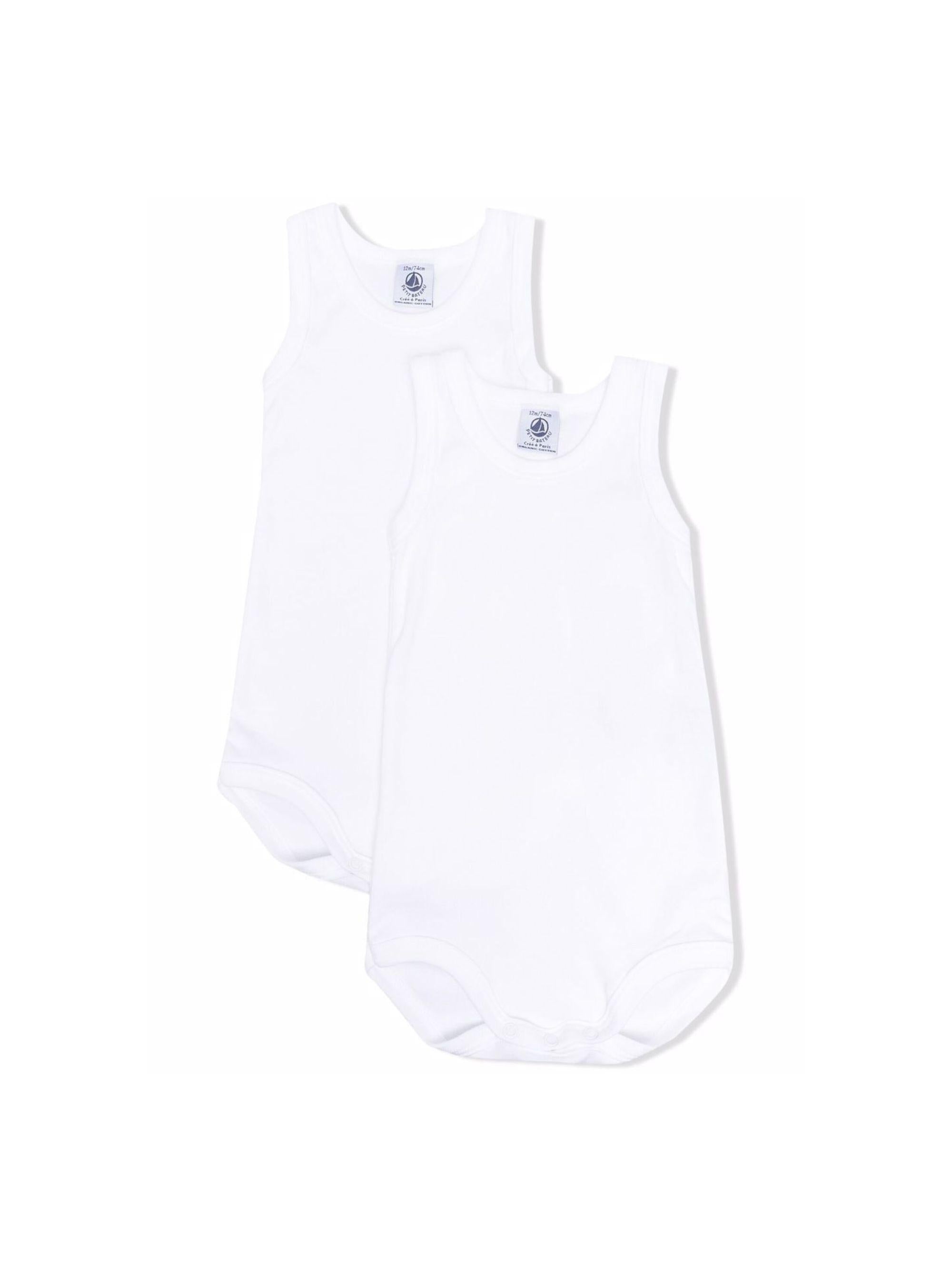 Set di due tutine per neonati Petit Bateau bianche con scollo rotondo A01T5 00 PETIT BATEAU