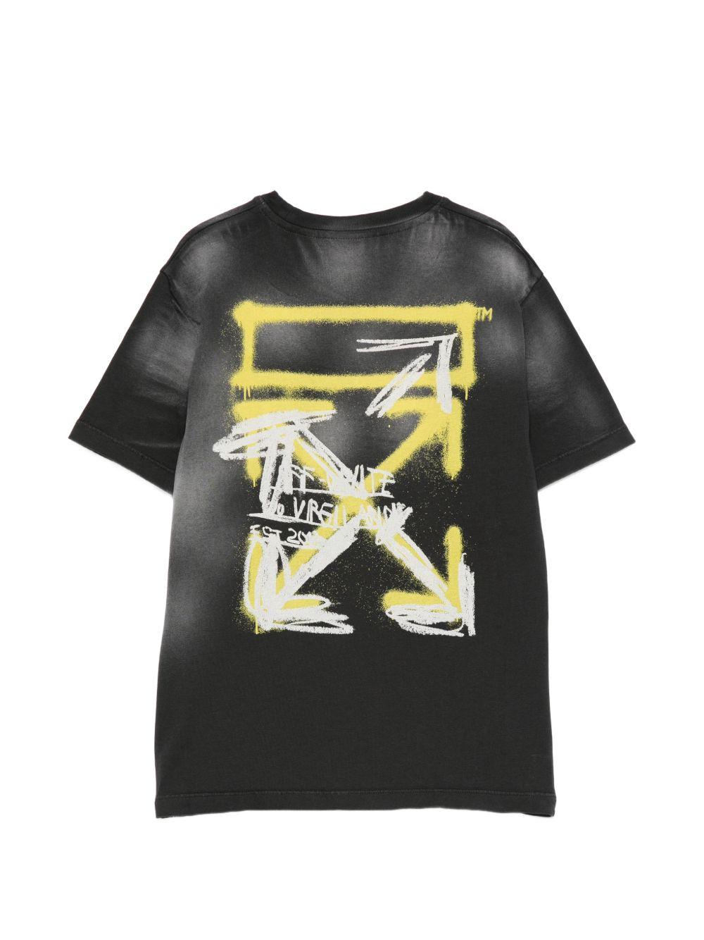T-shirt per bambino Off-White Kids nera con logo sul davanti 44BAA002S26J00F 010 OFF WHITE KIDS
