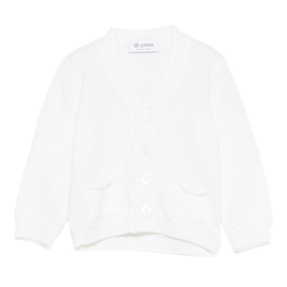 Cardigan per neonato Jesurum Baby bianco con due tasche applicate sul davanti 090150 VAR.90 JESURUM