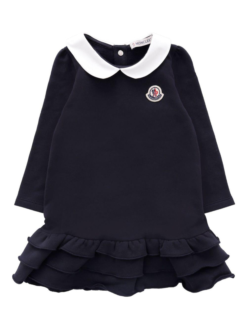 Abito per neonata Moncler Enfant blu con colletto alla Peter Pan K29518I0000189A23 778 MONCLER ENFANT
