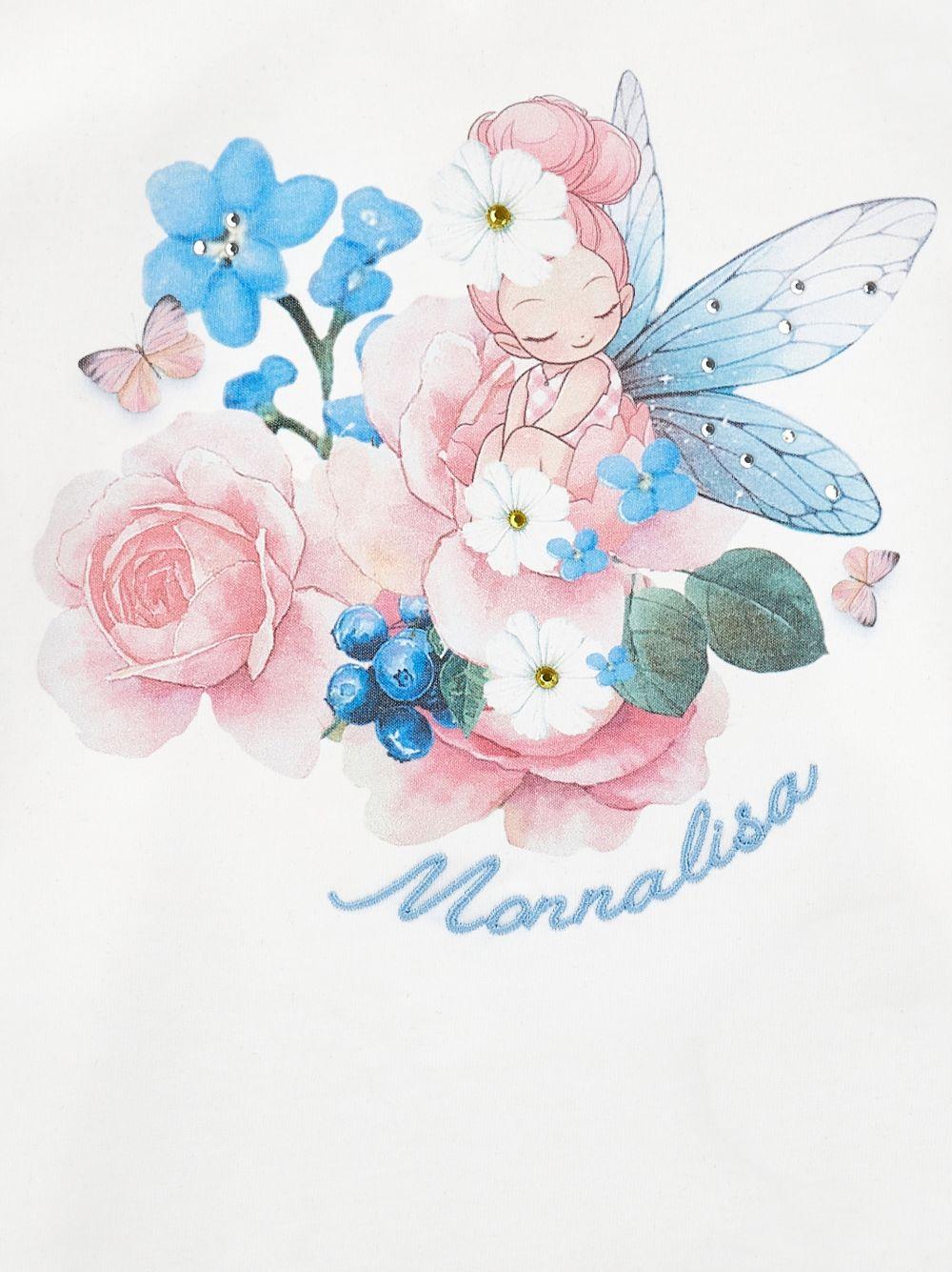 T-shirt per neonata Monnalisa bianca con stampa a fiori 39G601 7002 0099 MONNALISA KIDS